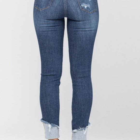 Mid Rise Ripped Cuff Hem Skinny - Picture 3 of 3